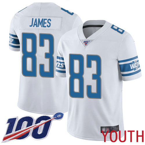 Detroit Lions Limited White Youth Jesse James Road Jersey NFL Football #83 100th Season Vapor Untouchable->detroit lions->NFL Jersey